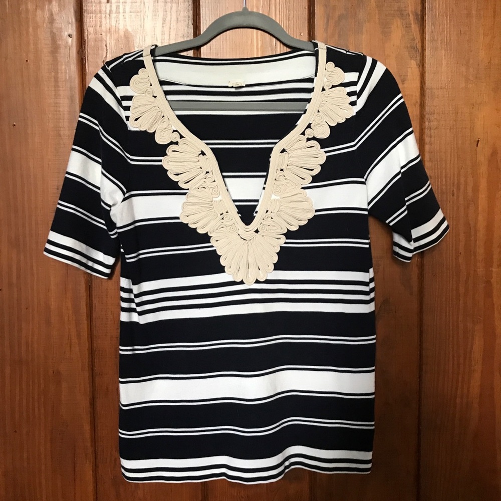 J. Crew Embroidered-Collar Top